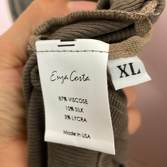 Enza Costa Silk Ribbed Maxi Dress in Olive Green XL - Picture 7 of 7